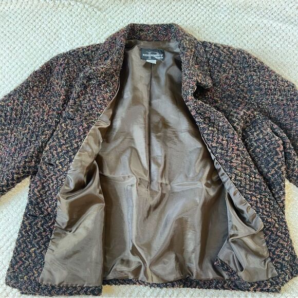 VTG Requirements Mocha Textured Multicolor Tweed Academia Blazer Jacket SZ 20W - Picture 14 of 15